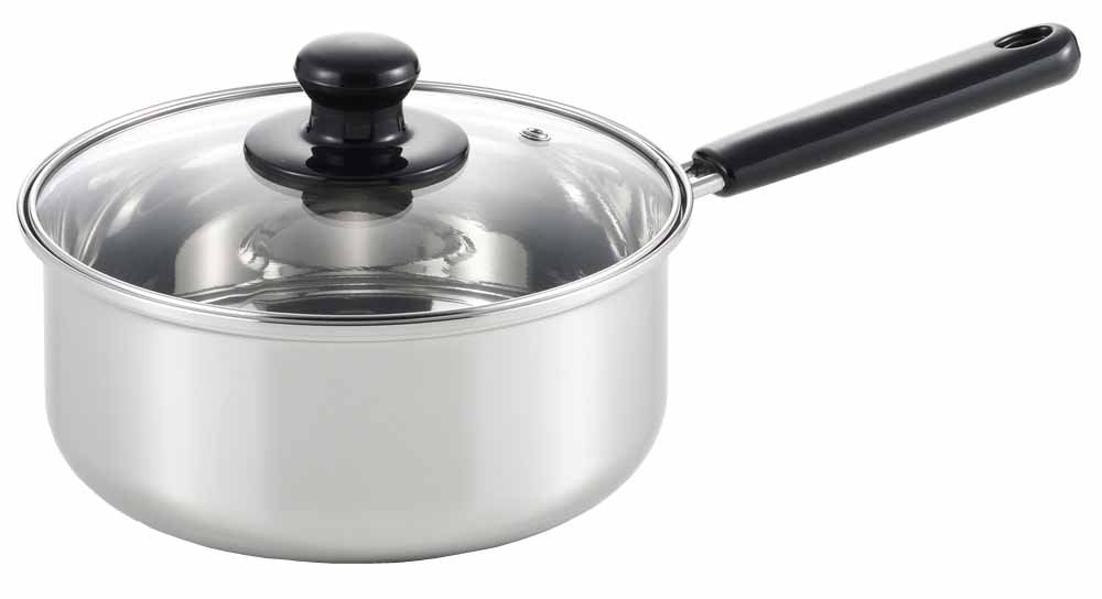 Yoshikawa 20Cm IH Compatible One-Handed Pot - Silver Stainless Cookware