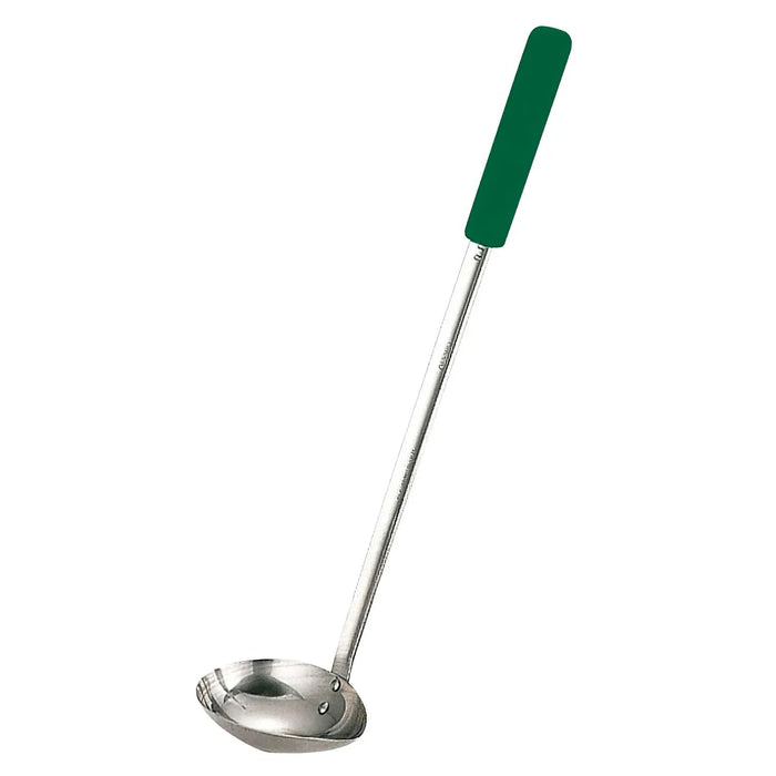 Yukiwa Stainless Steel Long Ladle - Green Scoop for Side Dishes