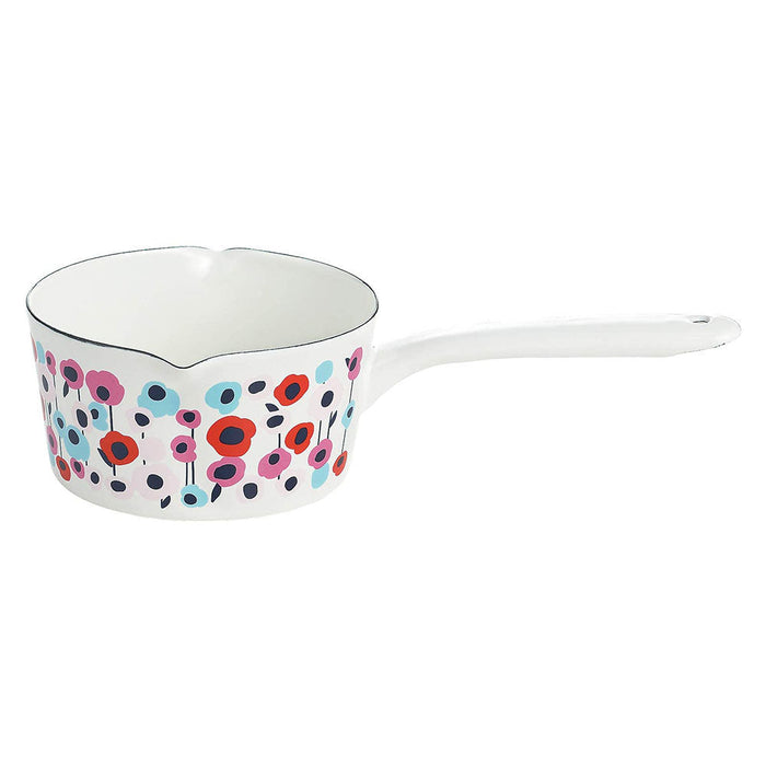 Yutaka Horo Plune Enameled Milk Pan - Delicate Blossom Design